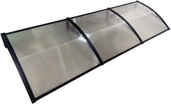 Copertină de ușă MAPROFI MODEL ECO 300x60 cm Negru/Transparenta Placa Policarbonat 5 mm Suporturi din ABS