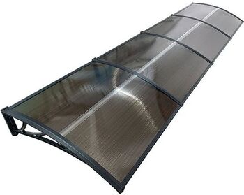 Copertină de ușă MAPROFI MODEL ECO 400x120 cm Negru/Bronz Placa Policarbonat 5 mm Suporturi din ABS