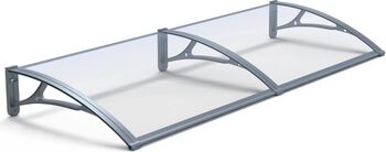 Copertină de ușă MAPROFI PLEXIGAS PRO 150x120 cm Gri/Transparent Placa Policarbonat Acrylic 2.5 mm cu Suporturi din Aluminiu