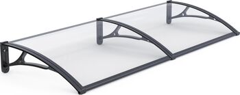 Copertină de ușă MAPROFI PLEXIGAS PRO 200x80 cm Negru/Transparent Placa Policarbonat Acrylic 2.5 mm cu Suporturi din Aluminiu