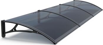 Copertină de ușă MAPROFI PLEXIGAS PRO 360x80 cm Negru/Gri Antracit Placa Policarbonat Acrylic 2.5 mm cu Suporturi din Aluminiu