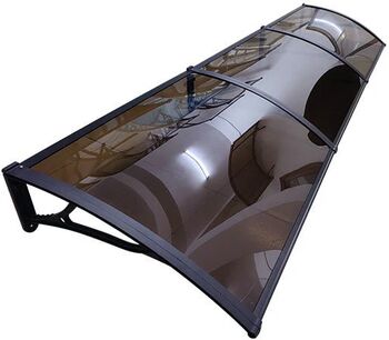 Copertină de ușă MAPROFI PLEXIGAS PRO 300x120 cm Negru/Bronz Placa Policarbonat Acrylic 2.5 mm cu Suporturi din Aluminiu