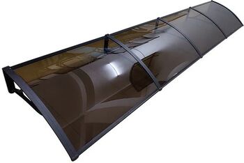 Copertină de ușă MAPROFI PLEXIGAS PRO 400x150 cm Negru/Bronz Placa Policarbonat Acrylic 2.5 mm cu Suporturi din Aluminiu