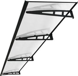Copertină de Ușă MAPROFI VIVIEN PRO 300x80 cm Transparent din Plexiglas/Acril de 2.7 mm Jgheab Integrat pentru Scurgere