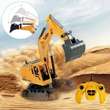 Excavator cu telecomanda 7 canale, reîncărcabil usb, 18x13.5x33.5 cm, rotire 360 grade — imaginea 2