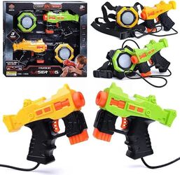 Set 2 arme de jucărie laser tag, efecte luminoase și sunete, baterii, 3 ani+ — imaginea 2