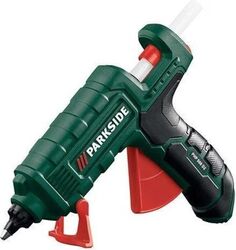 Pistol de lipit la cald Parkside suport rabatabil. timp de incalzire cca 4min-150 grade putere nominala 25W si 75 W la punerea in functiune