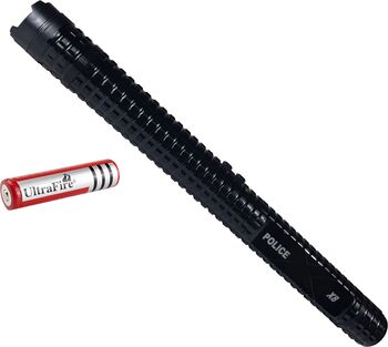 Baston cu electrosoc si lanterna Police X8 metalic 35 cm negru acumulator rezerva inclus