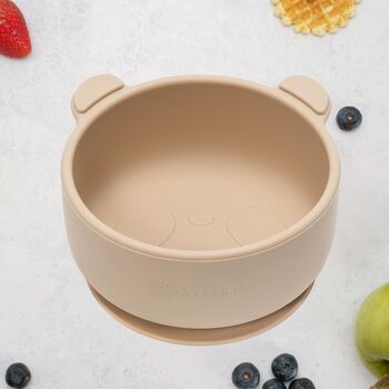 Bol din silicon cu ventuză AppeKids The Little Bear - Bubble Beige