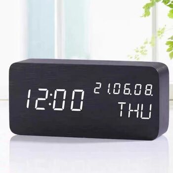 Ceas digital LED ora data temperatura alarma alimentare duală MDF