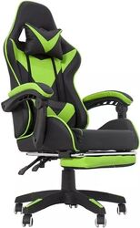 Scaun gaming ergonomic suport lombar suport retractabil picioare spatar rabatabil inaltime reglabila negru verde