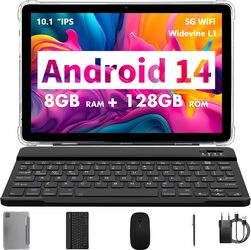 Tableta 2-in-1 de 10.1 inch 8GB RAM 4+4GB Extensibil 128GB ROM Android 14 WiFi 5G & 2.4G Baterie 8000mAh - imagine 1