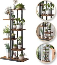 Suport pentru ghivece de flori si plante raft modern negru si maro inchis JollyMag SZ16CZ 113x60x20cm