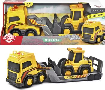 Dickie VOLVO SET TRAILER SI EXCAVATOR CU SUNETE SI LUMINI