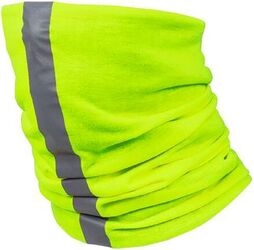 Fular tubular/caciula cu element reflectorizant poliester galben și gri ART.MAS