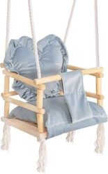 Leagăn pentru copii lemn pernă inima albastru deschis 33.4x34.5x25 cm Springos