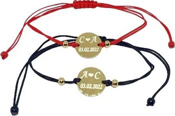 Set de 2 bratari pentru cupluri personalizate cu initiale si data Dalimag