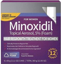 Spumă Kirkland Signature Minoxidil 5 Tratament Împotriva Caderii Părului pentru Femei 6x60ml