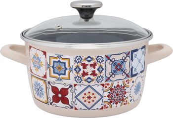 Oală 2l cu capac din sticlă Divan Dan Metalac email/16cm/2l