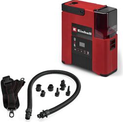 Compresor SUP fără fir Einhell SUPPERO 18/380 PXC, 18 V, umflare + dezumflare, max. 1, 38 bar / 20 PSI, max. 380 L/min, oprire automata, curea de transport, incl. 7 adaptoare, fără baterie