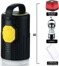 Abest Lanterna de camping pentru iluminat in aer liber Power Bank de 10400 mAh cu difuzor Bluetooth galbenă