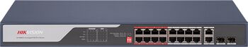 16 Port Fast Ethernet Unmanaged POE Switch Hikvision DS-3E0318P-E(C) Intelligent PoE management. Up to 300 m long range PoE transmission. Port isolation to improve network security. 6 KV sur