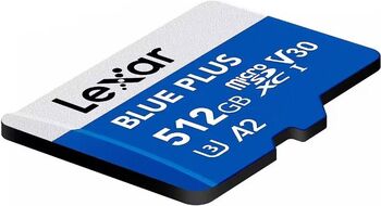 Card de memorie Lexar BLUE PLUS microSDXC 512GB UHS-I C10/A2/U3 (V30) + Adaptor SD