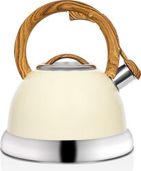 Ceainic Retro din inox cu fluier Zilan ZLN1290 Culoare crem Compatibil gaz electric & inductie Capacitate 3.5L