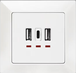 PRIZA Logilink de perete 2 x USB-A 5V/2.4A 1 x USB-C 5V/3A ingropata martori LED alb PA0254 timbru verde 0.18