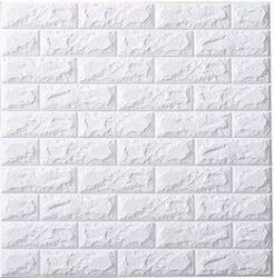 Set 10x Tapet 3D Autocolant Alb Design Caramida Rezistent Apa 70x77cm