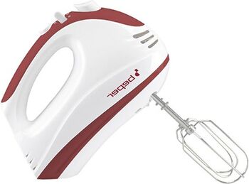 Mixer de mână Beper Putere 300 W 5 Trepte de viteza Funcție Turbo pentru creme și aluaturi Ergonomic Alb cu inserții roșii