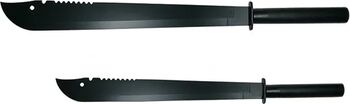 Set două sabii vânătoare DEPOX&reg Ninja Blade mâner metal 83 cm/50 cm negru teaca inclusă