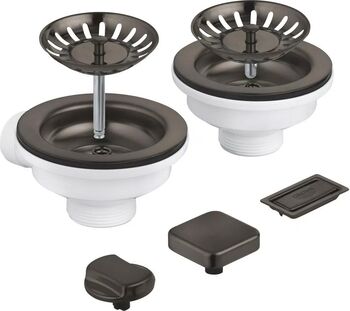 Sifon chiuvetă bucătărie Grohe 40998AL0 universal preplin pentru 2 cuve ornament butoane mat grafit