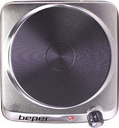 Plita electrica portabilă Beper 1500W 1 arzător placa fonta 18.5 cm termostat reglabil 5 trepte protecție supraincalzire Argintiu