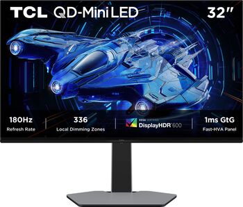 Gaming QD-Mini LED TCL 32G64, 32'', QHD (2560x1440), Fast-HVA, 180Hz, 1ms GTG, HDR600, Freesync & G-SYNC Compatible, Flicker-Free, Low Blue Light, difuzoare 3Wx2, 2 x HDMI 2.1, DP 1. - imagine 1