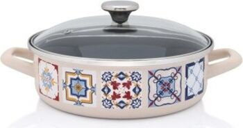 Cratiță 3.6l cu capac din sticlă Porto Metalac email/24cm/3.6l