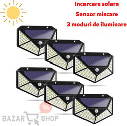 BZRSH Set 6 Lămpi Solare 100 LED High-Power 270 1800mAh IP65 PIR 4 Zone