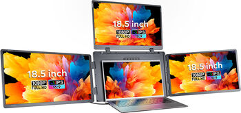Extensibil Laptop 3 Ecrane 18.5 A ATAB Full HD IPS sRGB 100 1920x1080 USB Type-C/USB Type-A Compatibil Mac/Windows Portabil Reglabil Gri geanta cadou inclusa - imagine 1