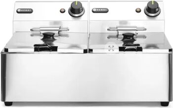 Friteuza Profesională 2x6L Oțel Inoxidabil 2x3300W Zona Rece