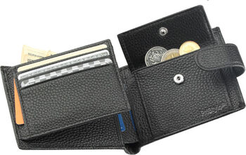 Portofel cu Loc de Buletin Romanesc pentru barbati cu Buzunar pentru Permis Bani Cash Carduri si Buzunar de Monede Elegant Practic si Incapator Negru PriStyle®