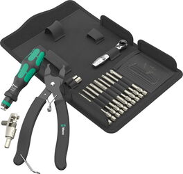 Wera 9532 Chain Riveter Workshop Set, 20-piece, tool set black/green, including reversible bit ratchet, 1/4''