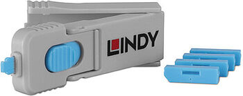 Port blocker Lindy 4 x Display Port, material ABS, albastru