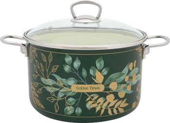 Oală 6.75l capac din sticlă Golden Times Metalac email/24cm/6.75l — imaginea 2