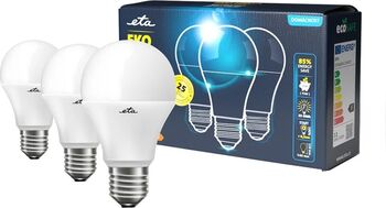 Set 3 becuri economice LED Eta EKO Classic 11W 75W E27 lumina calda