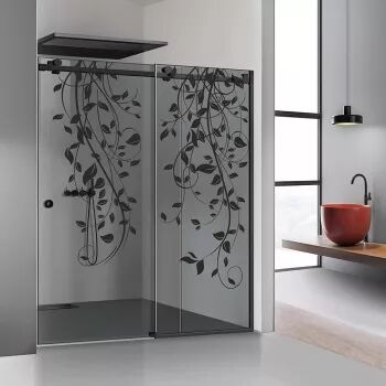 Perete dus cu ușă glisantă GLISSANDO SIMPLE negru mat model Dance negru sticlă gri securizată pentru gol între 140-160 cm înălțime 205 c