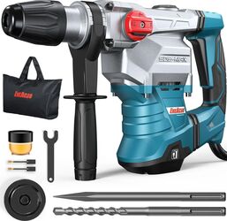 Ciocan rotativ SDS-MAX 12 Jouli 1500W cu 3 functii maner anti-vibratie si cuplare de siguranta capacitate de conducere de 40 mm in beton cu foraj si cip set