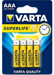 Baterii AAA Varta Superlife 1.5V zinc-carbon pentru echipamente de birou și dispozitive electronice set 4 bucăți