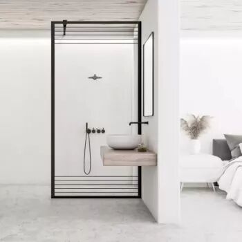 Paravan dus walk-in Aqua Class Black model Fence negru 110x195 cm sticlă clara securizată