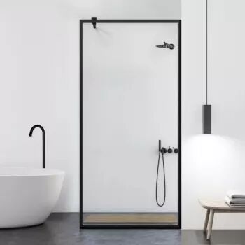 Paravan dus walk-in Aqua Class Black model Frame negru 90x195 cm sticlă clara securizată