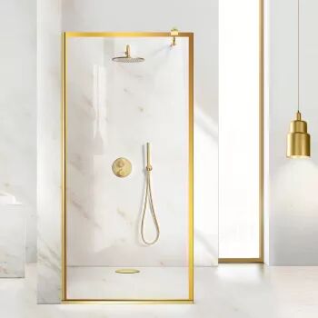 Paravan dus walk-in Aqua Class Gold model Frame auriu 70x195 cm sticlă clara securizată anticalcar